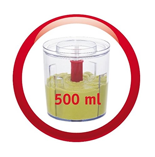 Moulinex Multimoulinette - Picadora, 3 cuchillas, 500 W, 0.5 L, acero inoxidable/plástico, color rojo rubí