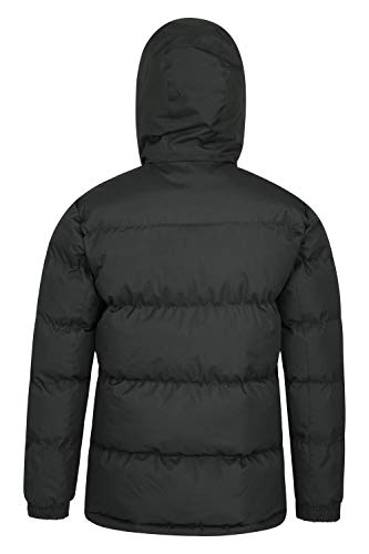 Mountain Warehouse Chaqueta de Nieve para Hombre - Impermeable, con Capucha, puños y Dobladillo Ajustables - Ideal para Viajes en Invierno Negro L