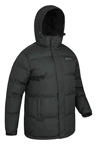 Mountain Warehouse Chaqueta de Nieve para Hombre - Impermeable, con Capucha, puños y Dobladillo Ajustables - Ideal para Viajes en Invierno Negro L