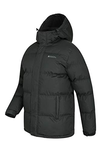 Mountain Warehouse Chaqueta de Nieve para Hombre - Impermeable, con Capucha, puños y Dobladillo Ajustables - Ideal para Viajes en Invierno Negro L