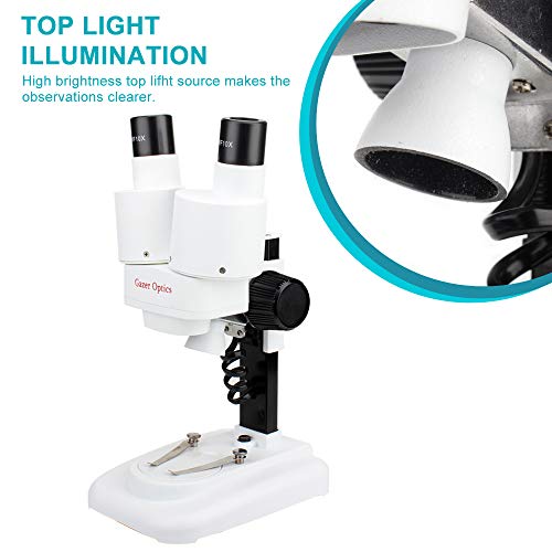 Moutec Microscopio estéreo, oculares WF10x y WF20x, Objetivo 2X, Aumento 20x- 40x y luz LED, microscopios binoculares para niños y niños