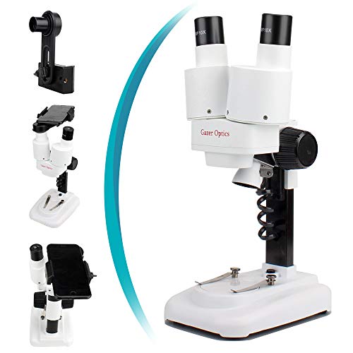 Moutec Microscopio estéreo, oculares WF10x y WF20x, Objetivo 2X, Aumento 20x- 40x y luz LED, microscopios binoculares para niños y niños