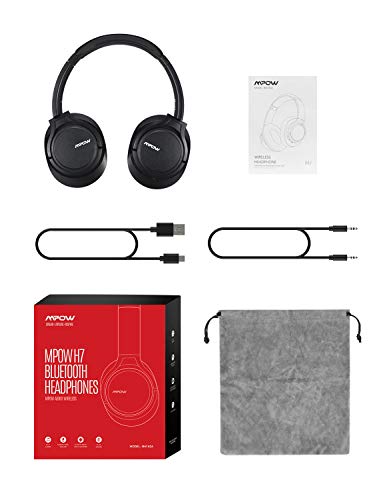 Mpow H7 Cascos Bluetooth Diadema, 25hrs de Reproducir, Hi-Fi Sonido, Cascos Bluetooth Inalámbricos con Micrófono Incorporado, Auriculares Bluetooth Diadema para TV, Móvil, PC-Negro