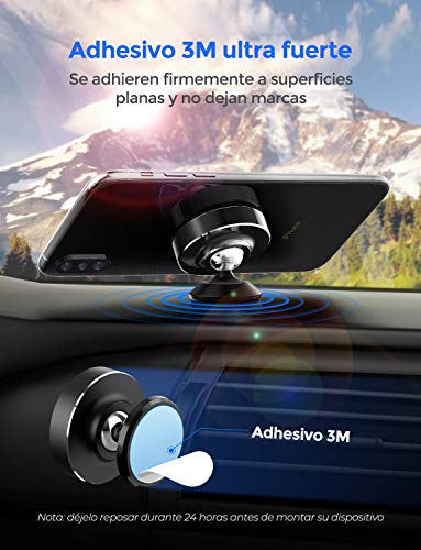 Mpow Soporte Magnético Coche, Soporte Móvil Coche para Salpicadero, Soporte Imanes para iPhone 11 Pro Max/11 Pro/11/ XS/XS Max/XR/X/SE/8/7/6, Galaxy S20/S10/S9/S8/S7/S6, HTC One, Sony Xperia, Negro
