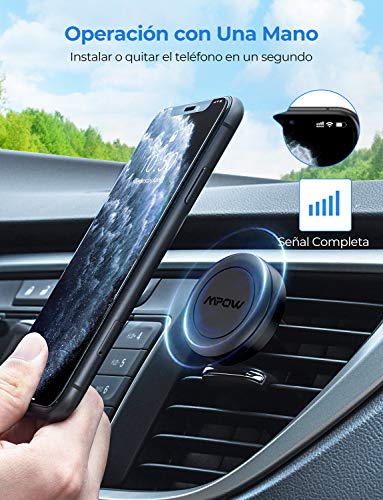 Mpow Soporte Móvil Coche, [2 Paquete] Soporte Móvil Coche para Iman Rejillas del Air para iPhone 11 Pro 11 11 Pro MAX XS MAX XR X 8 7 Plus 6, Galaxy S20 S10 S10e Note 10, 4 Placas de Metal Incluidas
