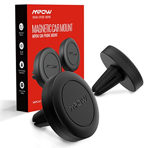Mpow Soporte Móvil Coche, [2 Paquete] Soporte Móvil Coche para Iman Rejillas del Air para iPhone 11 Pro 11 11 Pro MAX XS MAX XR X 8 7 Plus 6, Galaxy S20 S10 S10e Note 10, 4 Placas de Metal Incluidas