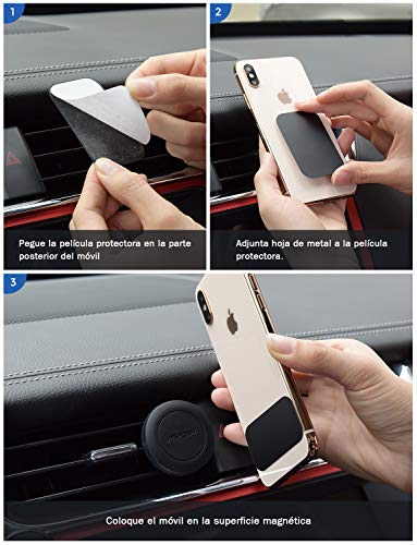 Mpow Soporte Móvil Coche, Soporte Magnético Rejillas, con Iman (2 Pack) para Rejillas Aire Coche Iman para iPhone XS/XS MAX/XR/X 8/8 Plus/7, Galaxy Note9/8/S8/S8, Smartphone, Dispositivo GPS y ect