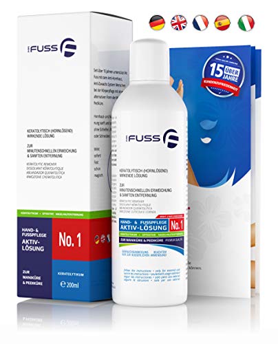 Mr. Fuss® Sistema Anti-Callos, Anti-Crecimiento - Removedor de cutículas Removedor de callosidad - Solución No. 1 - fuertemente suavizante - 200ml