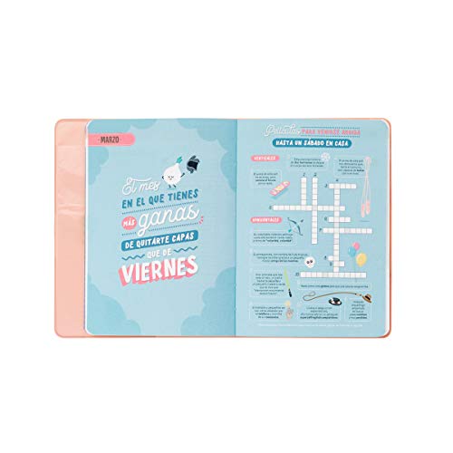 Mr Wonderful 2019/20 Diario - Agenda Clásica "Bravo por ti", 12,6 x 17,4 x 2,5 cm, 160 Páginas, Rosa