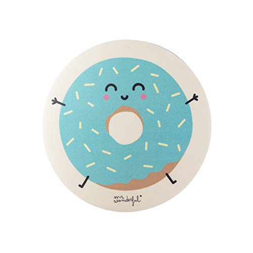 Mr Wonderful Alfombrilla para Ratón - Redonda, con Diseño en Forma de Rosquilla Verde Agua
