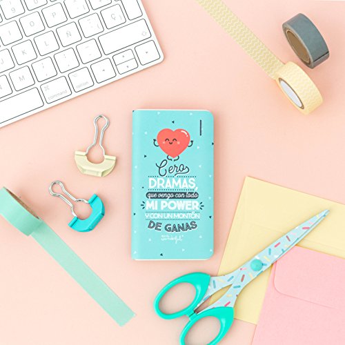 Mr Wonderful Batería Externa 6000 mAh - 2 Puertos de Carga, Cable Micro USB incluido y Diseño Cero Dramas