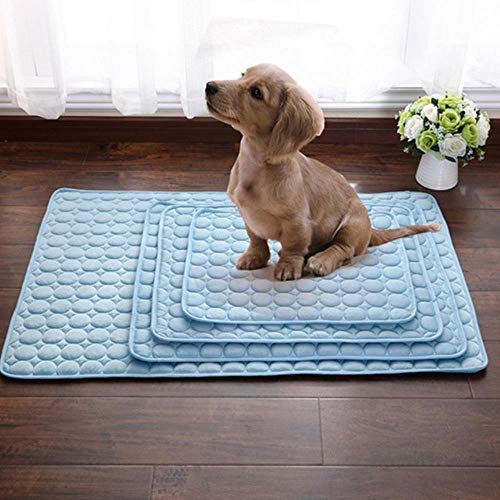 MRDS Estera para Mascotas con Gel autoenfriable para Perros Cat Chilly No tóxico Summer Cool Bed Pad Cojín Interior para Exteriores para Mascotas, Azul, XL