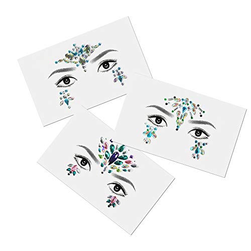 mreechan Joyas Pegatinas Cara,8 Piezas Tatuajes Cristal Temporales Pegatinas,Face Gems Stickers, Carnaval Pegatina Facial Cristales Adhesivo Tatuaje Festival Música, Fiesta Mujere, Chica, Niña