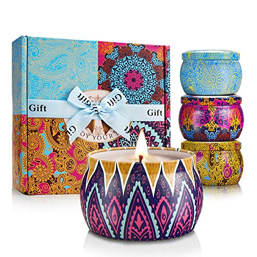 mreechan Vela perfumada,perfumada,Vela perfumada Natural Wake Box 4 Set de Regalo Decorativo para Velas, Adecuado para Navidad, cumpleaños, San Valentín, etc. (Color clásico)