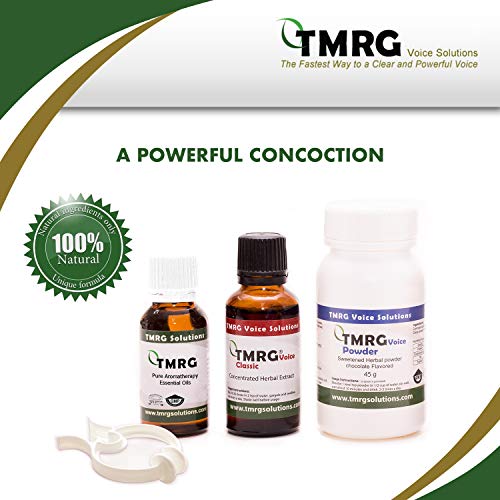 MRG Kit de recuperación vocal potente (L) | (85 mg en polvo + 30 ml + 20 ml gotas de aceite clásicas Synergy + pinza nasal) | Cuerdas vocales profesionales Remedio | Suplemento 100% Natural