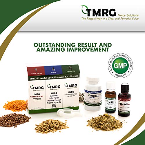 MRG Kit de recuperación vocal potente (L) | (85 mg en polvo + 30 ml + 20 ml gotas de aceite clásicas Synergy + pinza nasal) | Cuerdas vocales profesionales Remedio | Suplemento 100% Natural