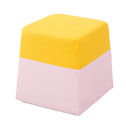 MTYLX Inicio Portátil Paso de Heces, Heces Sofá de la Tela Del Maquillaje Creativo de la Manera Casa Cuarto de Vestir Dormitorio Altura de la Puerta Plaza Los 40Cm,Amarillo
