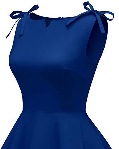 MUADRESS 1958 Vestidos Verano de Fiesta Mujer Elegante 1950s Pin Up Vintage Falda Retro Cóctel Rockabilly Clásico Azul Real L