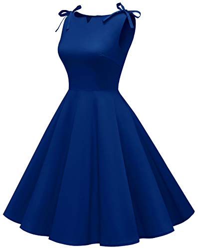 MUADRESS 1958 Vestidos Verano de Fiesta Mujer Elegante 1950s Pin Up Vintage Falda Retro Cóctel Rockabilly Clásico Azul Real L