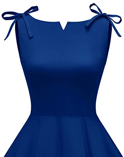 MUADRESS 1958 Vestidos Verano de Fiesta Mujer Elegante 1950s Pin Up Vintage Falda Retro Cóctel Rockabilly Clásico Azul Real L