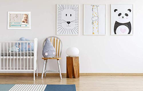 MUBY, Kit De Marco Huella Bebe Y PUERTA PULSERAS DE NACIMENTO - Regalos Originales Para El Recién Nacido Para Niño Y Niña - Decoraciones Para Pared De La Habitación Cm 33,5 x 25,5-Cuadro Bebe Huella