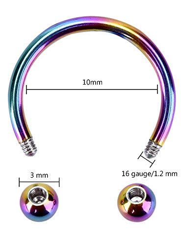 Mudder 8 Piezas Aro de Nariz de Herradura Pendiente de Nariz con 8 Piezas de Bolas de Reemplazo Aros Multifuncional de Perforación de Cuerpo, 4 Colores