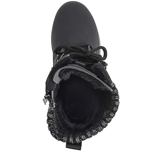 Mujer Acolchado Corto Nieve Invierno Piel Sintética Calentar Durable Impermeable Botas - 8 - BLK41 AYC0525