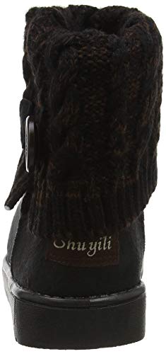 Mujer Botas De Nieve De Punto Unidas para Mujer Negro 39.5 (Talla de Suela es Asiática 41)