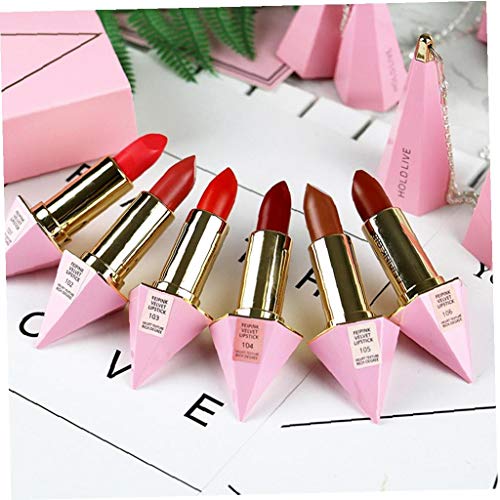 Mujeres Moda Y Dura Más Tiempo Del Lápiz Labial Hidratante Labial Cremoso Impermeable Antiadherentes Diamond Cup Lápiz Labial Cosmético Creativo Regalo Para Las Mujeres De Las
