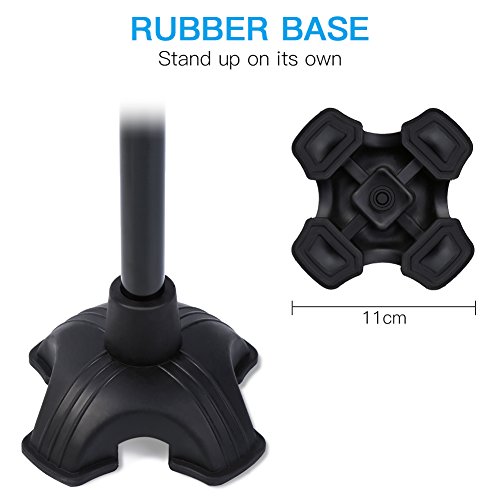 Muleta Plegable con Dos Manijas, Ligero Muleta Ajustable para Caminar con Estable Base de Cuatro Patas y LED Linterna para Adultos Ancianos Hombre y Mujer (Dos Manijas)