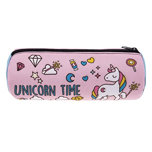 Multi Funcional 3D Unicornio diseño portátil de viaje de almacenamiento de bolsa de maquillaje cosmético Bolsa Funda Pencial (Rosa)