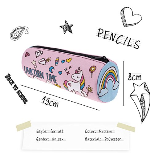 Multi Funcional 3D Unicornio diseño portátil de viaje de almacenamiento de bolsa de maquillaje cosmético Bolsa Funda Pencial (Rosa)