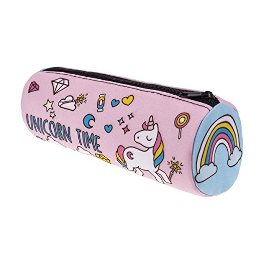 Multi Funcional 3D Unicornio diseño portátil de viaje de almacenamiento de bolsa de maquillaje cosmético Bolsa Funda Pencial (Rosa)