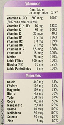 Multicentrum Mujer 50+, Complemento alimenticio con 13 vitaminas y 11 minerales, para mujeres a partir de los 50 años - 30 Comprimidos