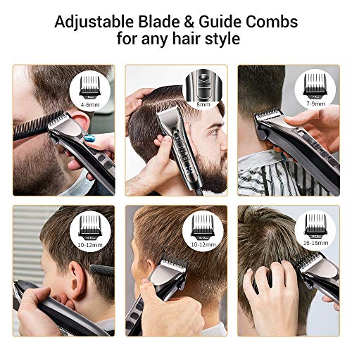 Multifuncional Máquina Recortadora Profesional,USB Recargable Barbero Electrico Cortapelos,Recortador de Barba Waterproof,Mudo,Ajustable de tres velocidades,Apto para niños, adultos y ancianos.