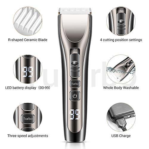 Multifuncional Máquina Recortadora Profesional,USB Recargable Barbero Electrico Cortapelos,Recortador de Barba Waterproof,Mudo,Ajustable de tres velocidades,Apto para niños, adultos y ancianos.