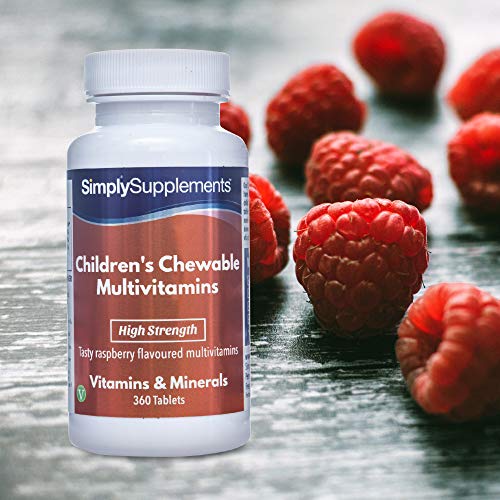 Multivitaminas Masticables para Niños con Vitamina C - ¡Bote para 1 año! - Apto para vegetarianos - 360 Comprimidos - SimplySupplements