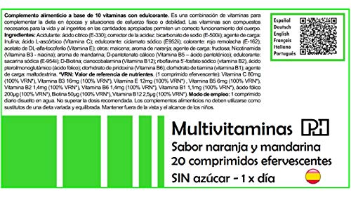 MULTIVITAMINAS PH con 20 comprimidos efervescentes, 10 vitaminas que te aportaran energía y vitalidad.