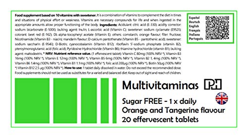 MULTIVITAMINAS PH con 20 comprimidos efervescentes, 10 vitaminas que te aportaran energía y vitalidad.