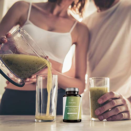 Multivitaminas y Minerales - Complejo Multivitamínico con 29 Nutrientes Esenciales con 13 Vitaminas y 9 Minerales - Energía, Cansancio y Defensas para Hombre y Mujer - 60 cápsulas Nutridix