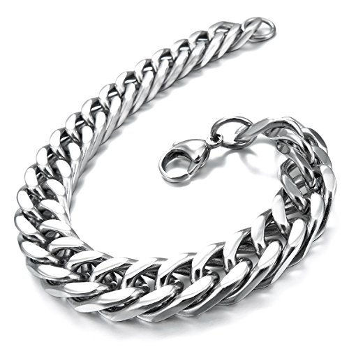 MunkiMix Acero Inoxidable Pulsera Brazalete Eslabones Link Enlace Muñeca El Tono De Plata Hombre