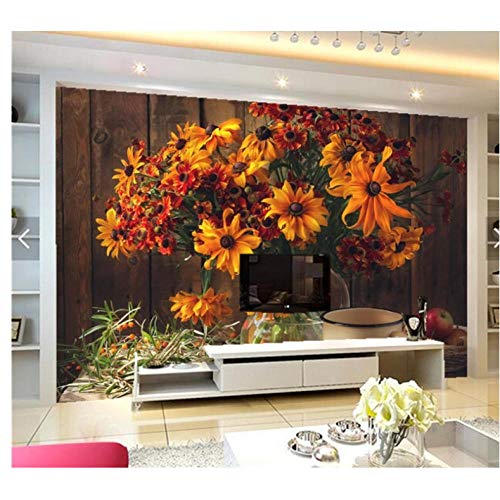 Mural Murales En 3D Personalizados Bodegones Ramos Zinnia Manzanas Florero Taza Flores Sala De Estar Sofá Tv Pared Dormitorio Fondo De Pantalla-400cmx280cm