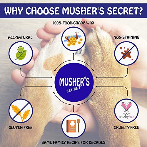 Musher's Secret Paw Protector Wax. Balsamo Perro Hecho Con 100 Por Ciento De Ceras Naturales. Protectores patas perros y Protección pezuñas para todas Las Estaciones. 60 Gramos