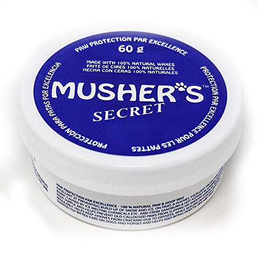 Musher's Secret Paw Protector Wax. Balsamo Perro Hecho Con 100 Por Ciento De Ceras Naturales. Protectores patas perros y Protección pezuñas para todas Las Estaciones. 60 Gramos