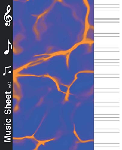 Music Sheet Composition Notebook Vol.3: Creative Eye and Modern Design Marble Cover - Blue & Orange - Music Sheet Notebook for Musicians, Song Writing ... x 9.25” in 110 Pages. Gifts for Music Lovers