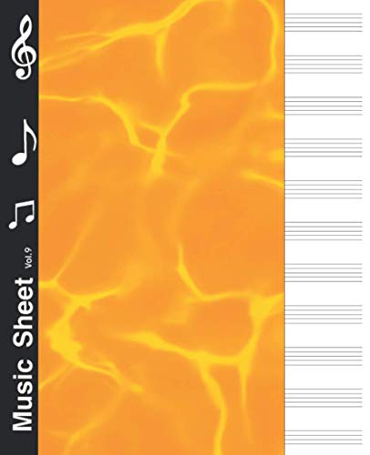Music Sheet Composition Notebook Vol.9: Creative Eye and Modern Design Marble Cover -Orange & Yellow - Music Sheet Notebook for Musicians, Song ... x 9.25” in 110 Pages. Gifts for Music Lovers