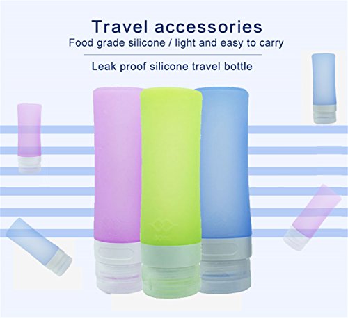 MUUZONING Botellas de Viaje de Silicona, 100% BPA Gratis Recipientes rellenables portátiles a Prueba de Fugas para champú, Acondicionador,Loción, artículos de tocador(4 Unidades) -80ml