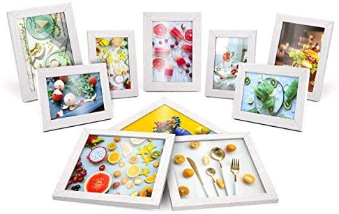 MVPower Set de 10 Marcos de Fotos 10 Marcos de Cuadros Individuales Poster Photo Collage Home Decor (Blanco)