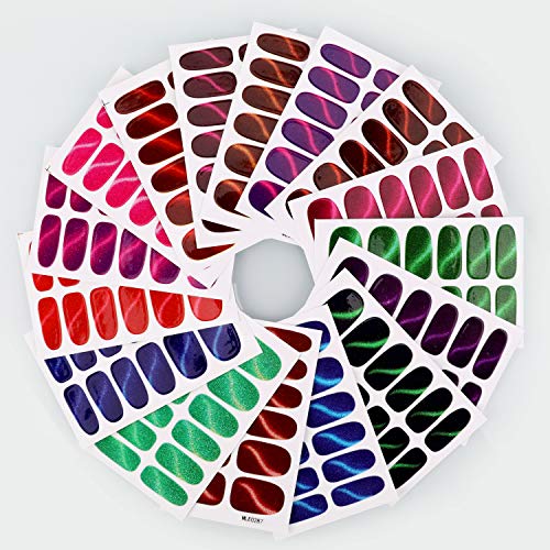 MWOOT 16 Hojas Pegatinas de Esmalte de Uñas, Adhesivas Nail Art Stickers,Nail Polish Stickers Wraps,Envoltura Completa Pegatinas de Uñas Adhesivas