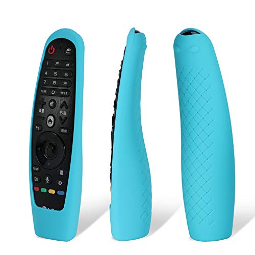 MWOOT 2 Unidades Mando Funda Compatible con LG Magic Remote AN-MR19BA AN-MR18BA AN-MR650 AN-MR600, Anti-caída Carcasas Silicona para LG Mando a Distancia Protection Negro y Azul